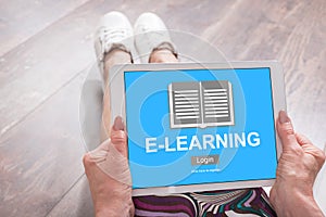 E-learning concept on a tablet
