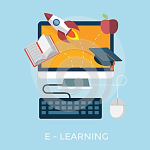 e-learning concept. Vector illustration decorative design