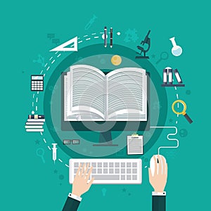 E learning concept. Vector illustration decorative design