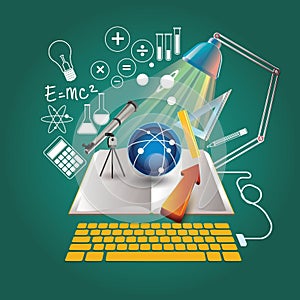 e-learning concept. Vector illustration decorative design