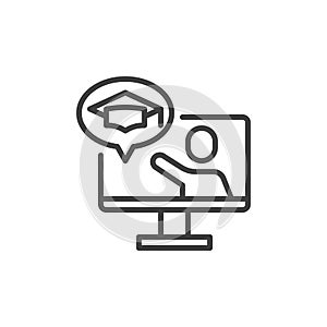 E-learning course line icon