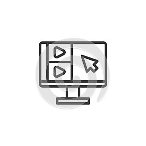 E-learning course line icon