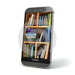 E-learning education or internet library concept. Smartphone and