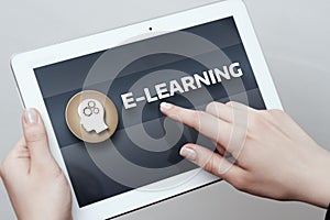 E-learning education internet technology webinar online courses concept