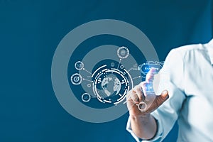 E-learning education internet technology webinar online courses concept. Online education training and e-learning webinar on