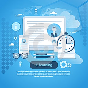E-learning Education Online Concept Web Banner With Copy Space