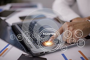 E-learning education with Online Courses e-learning concept.