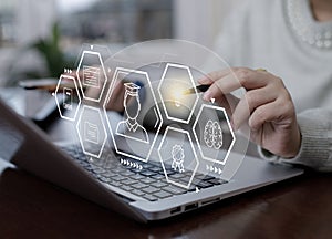 E-learning education with Online Courses e-learning concept.