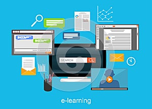 E-learning flat design illustration concept.