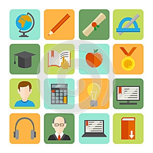 E-learning Flat Icon Set