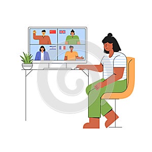 E-learning  a foreign languages. Online education concept. Vector illustration