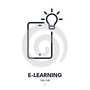 E-Learning Icon. Online, Education, Training. Editable Stroke. Vector Icon