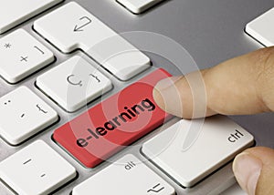 E-learning - Inscription on Red Keyboard Key