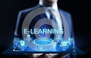 E-learning Internet education skills self development concept on screen.