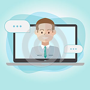 E-Learning. Learning on laptop computer screen