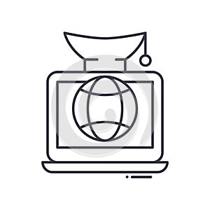 e-learning line icon, outline symbol, vector illustration, concept sign