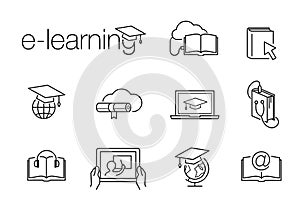 E-learning line icons