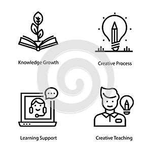 E learning Line Vector Icons Pack