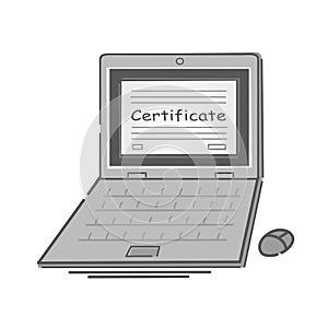 Certificate printed on a computer screen