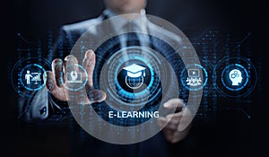 E-learning Online Education Business Internet concept on screen.