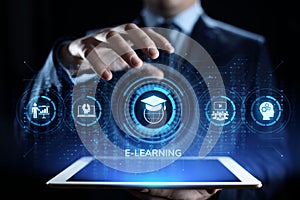 E-learning Online Education Business Internet concept on screen.