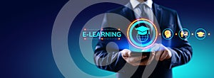 E-learning Online Education Business Internet concept on screen.