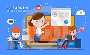 E-learning online education concept illustration