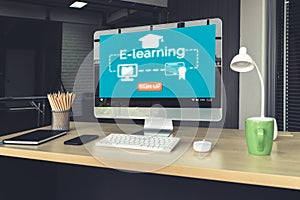 E-learning and Online Education for Student and University Concept