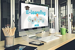 E-learning and Online Education for Student and University Concept