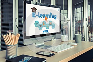 E-learning and Online Education for Student and University Concept.