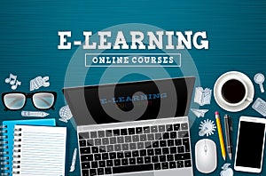 Connesso a internet formazione scolastica vettore formato pubblicitario destinato principalmente all'uso sui siti web. connesso a internet corsi portatile dispositivi 