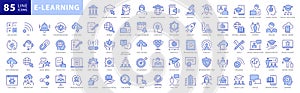 E-learning, Online Schooling and Education Icons Set. 85 E-Learning symbols.