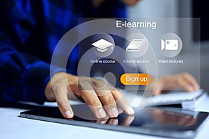 E learning and online study concept