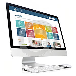 E-learning platform isolated on white background