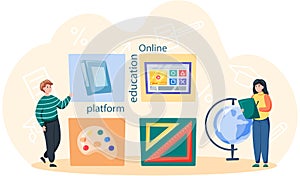 E-learning platform and online courses on laptop and smartphone, innovative free education concept