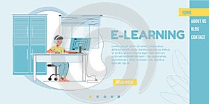 E-learning, remote study for children landing page