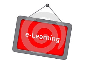 e-learning sign on white