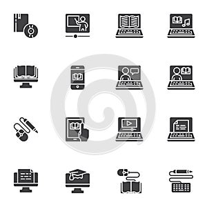 E-learning vector icons set