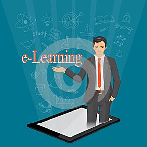 E-learning with virtual man in the tablet