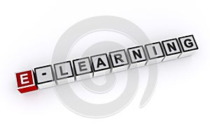 e-learning word block on white