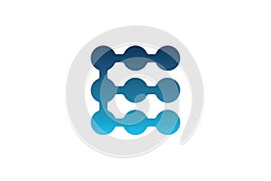E letter dots technology logo