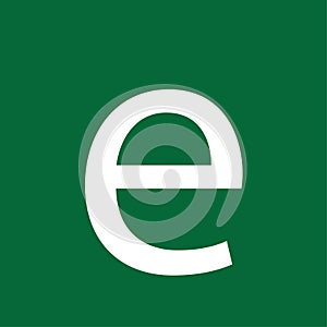 e letter on green background