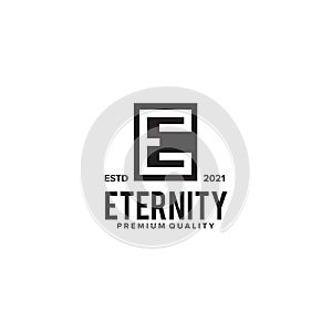 E letter square logo design template