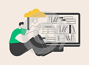 E-library abstract concept vector illustration.
