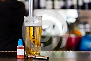 E-liquid and beer with electronic cigarette