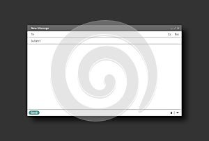 E-mail blank template internet mail frame interface for mail message. Email window. Interface mail blank message internet window