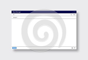 E-mail blank template internet mail frame interface for mail message. Email window. Interface mail blank message internet window