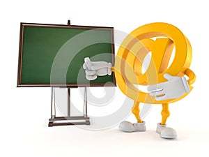 E-mail character with blank blackboard photo