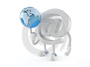 E-mail character with world globe