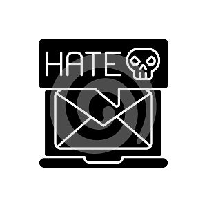 E-mail cyberbullying black glyph icon